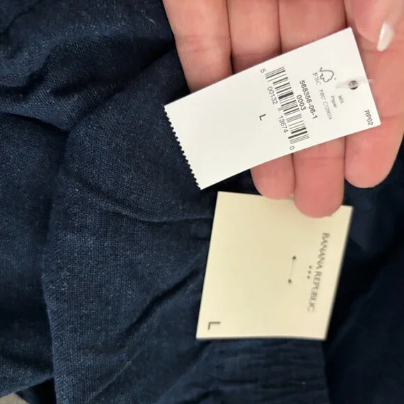 Banana Republic Navy Blue Linen Shorts L NWT - Picture 2 of 2